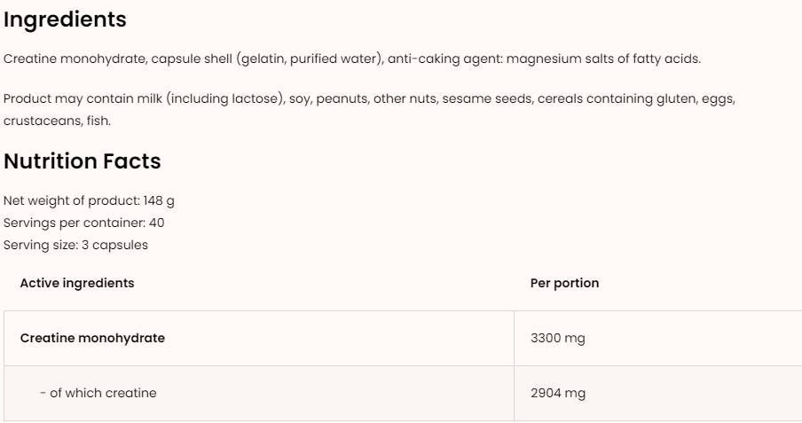 Creatine Monohydrate 3300 - 400 капсули - Feel You
