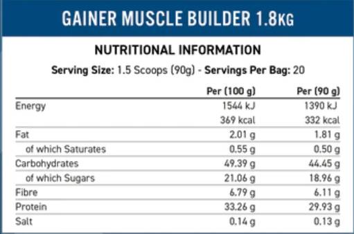 Muscle Builder Gainer - 1800 грама - Feel You