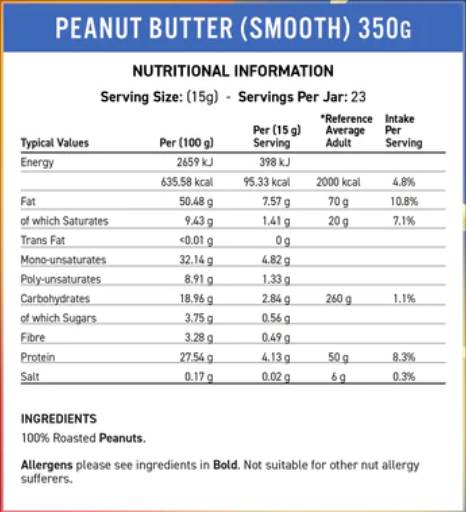 Fit Cuisine 100% Peanut Butter - Smooth - 350 грама - Feel You