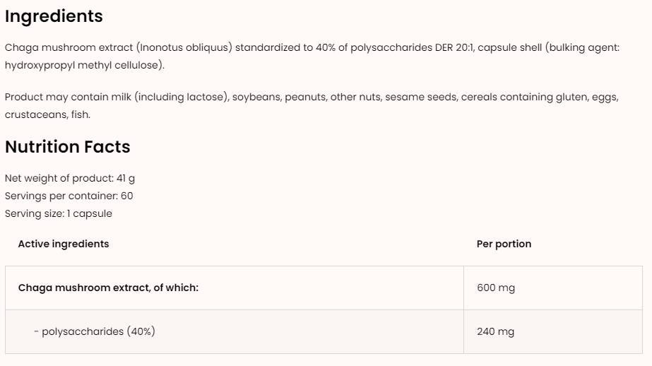 Chaga 600 mg | Vege 60 капсули - Feel You