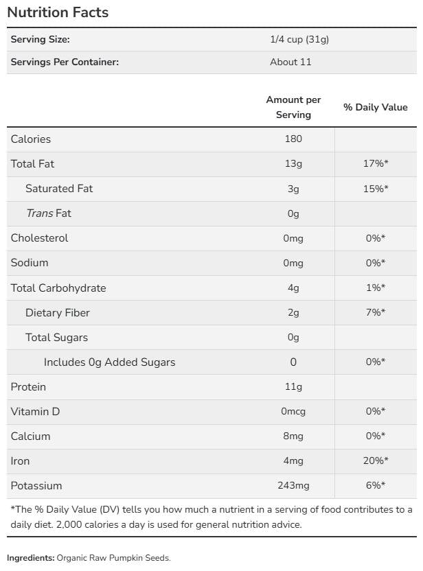Pumpkin Seeds | Organic, Raw & Unsalted - 340 грама - Feel You