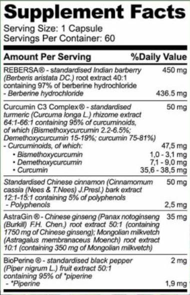 Berberine HCL 450 mg | with Curcumin & Cinnamon - 60 капсули - Feel You