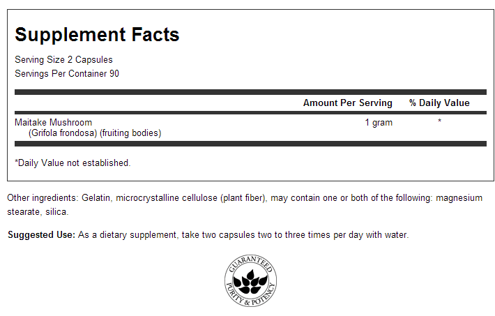 Maitake Mushroom 500 mg 180 капсули - Feel You