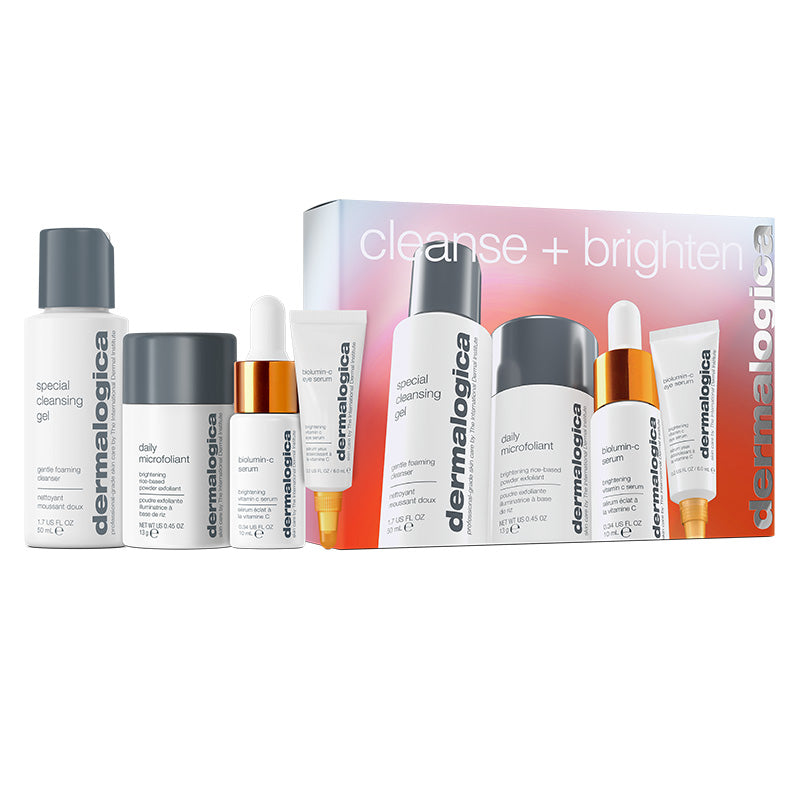 Cleanse + Brighten Set Dermalogica: Special, Cleansing Gel, For Face, 50 ml + Daily Microfoliant, Exfoliating, Exfoliating Powder, 13 g + Biolumin-C, Vitamin C, Brightening, Serum, For Face, 10 ml + Biolumin-C, Illuminating, Eye Serum, 6 ml - Feel You