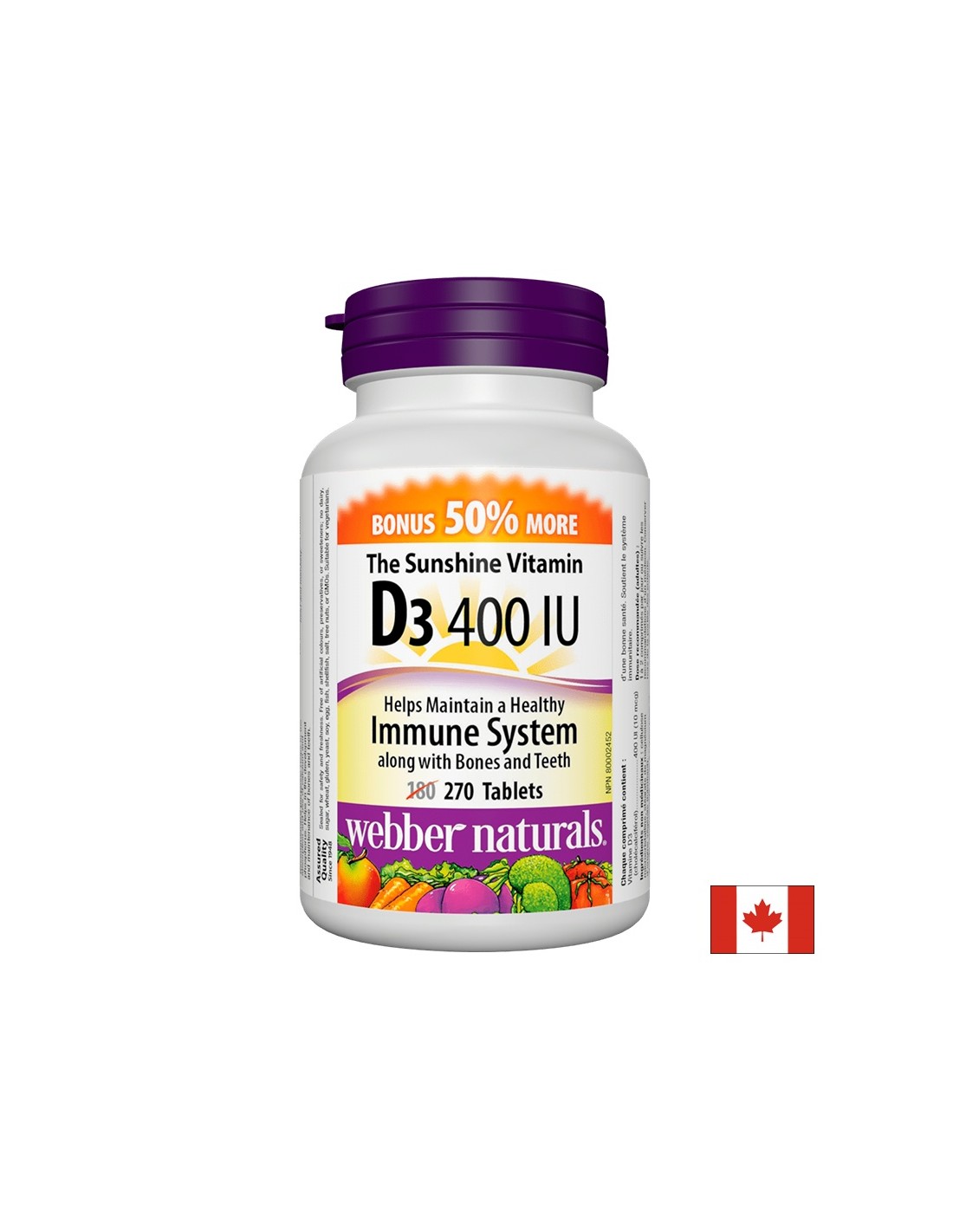Vitamin D3 / Витамин D3, 400 IU, 270 таблетки - Feel You