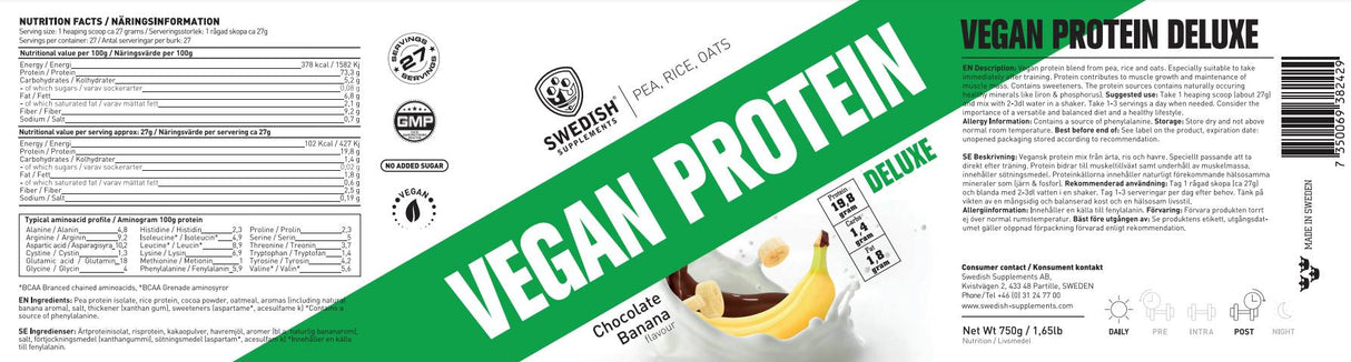 Vegan Protein Deluxe | from Pea, Rice and Oats - 750 грама - Feel You