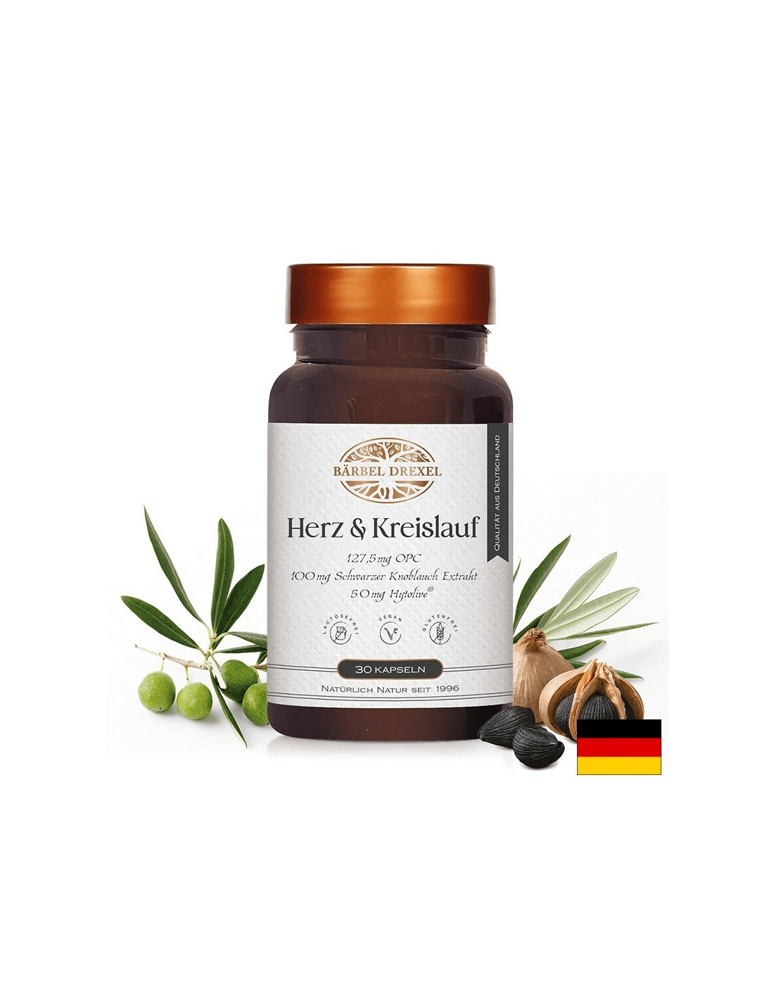 Здраво сърце и добро кръвообращение - Формула с гроздово семе, черен чесън, маслина и витамин Е, 30 капсули - Feel You