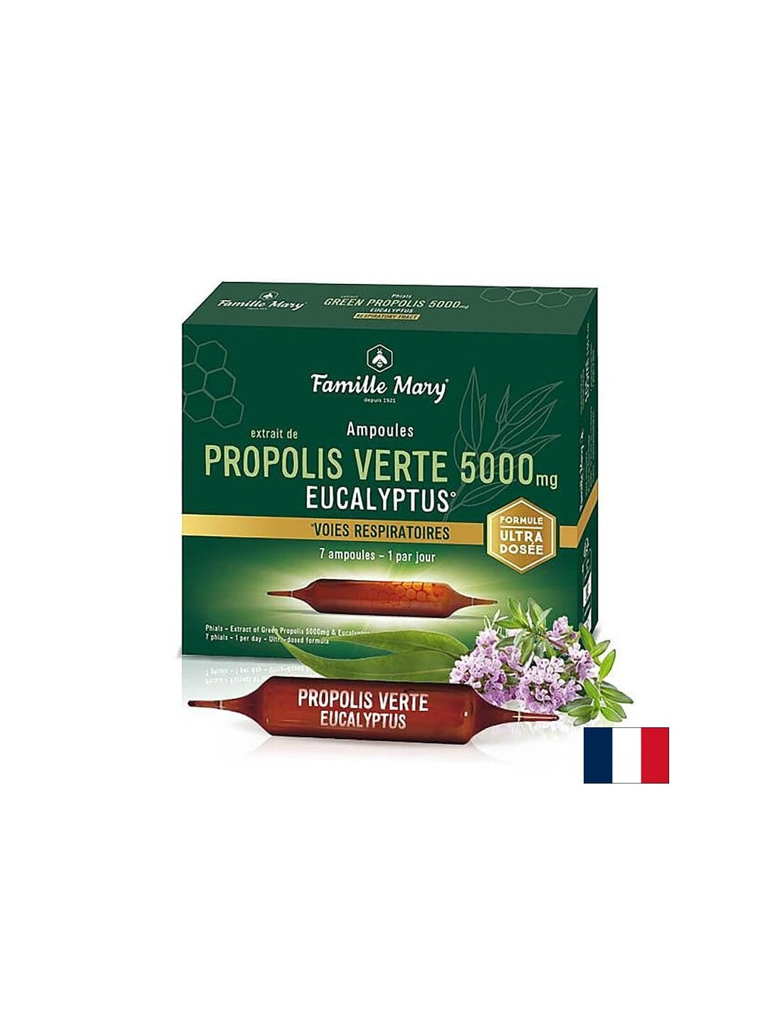Зелен прополис 5000 mg + пчелен мед и евкалипт – Имунитет и облекчение за гърлото, 7 ампули за пиене - Feel You