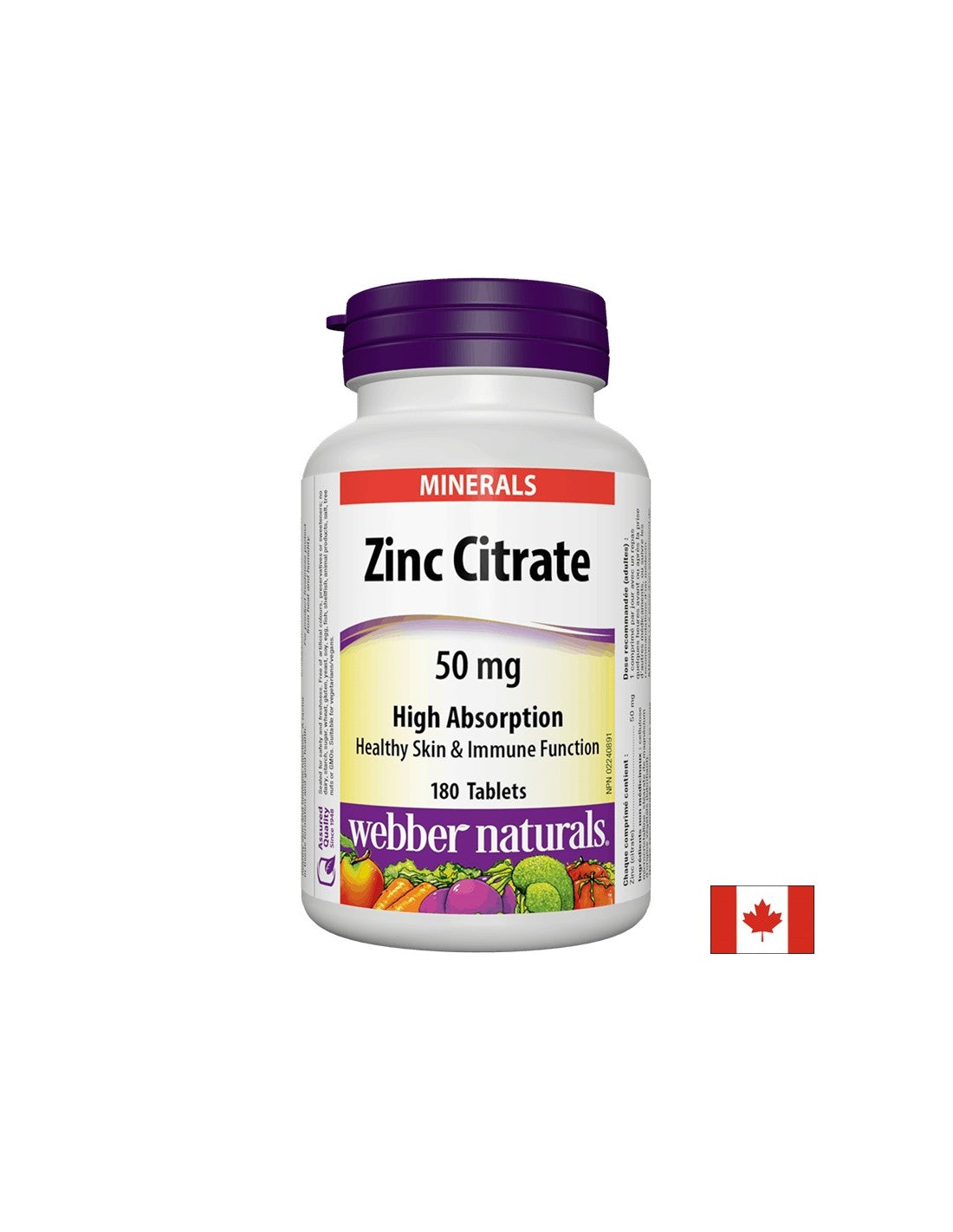 Zinc Citrate / Цинк (цитрат), 50 mg, 180 таблетки - Feel You