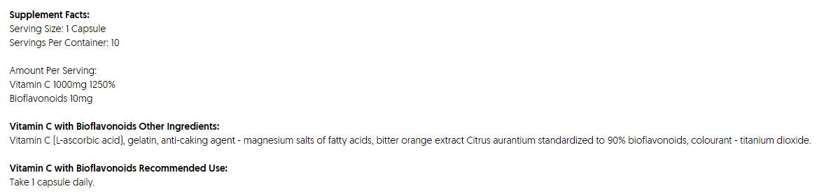 Vitamin C 1000 mg | with Bioflavonoids - 10 капсули - Feel You