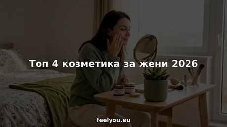 Жена се гримира пред тоалетката си в спалнята.