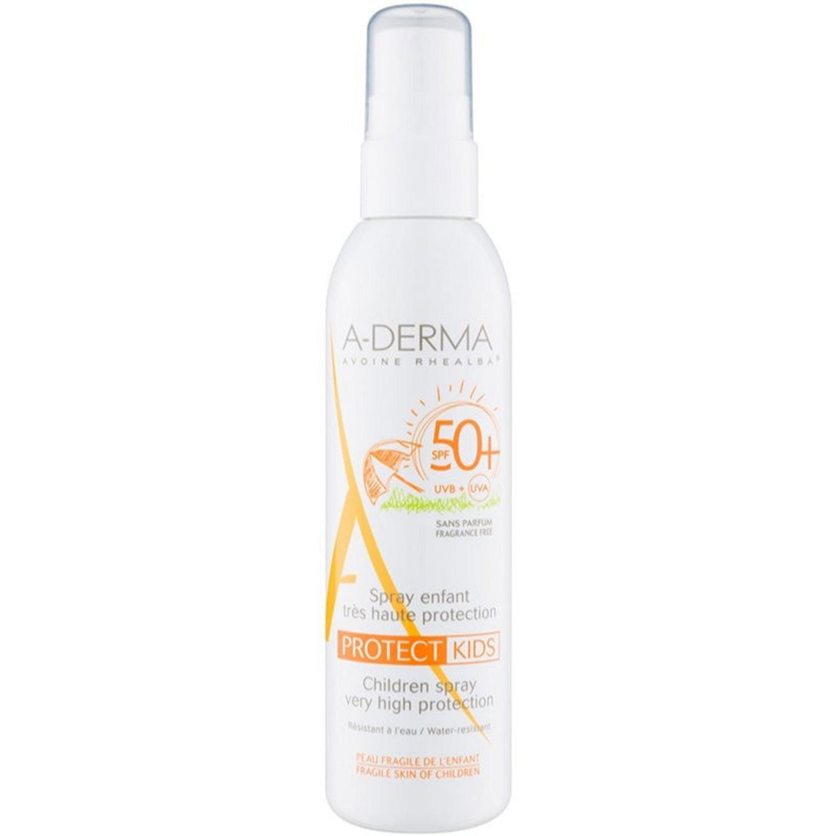 A-Derma, Protect Kids, Fragrance-Free, Protecting, Sunscreen Spray, SPF 50+, 200 ml