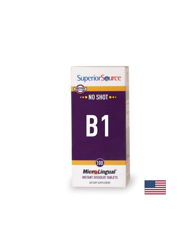 Витамин В1 (тиамин монитрат) - нервна система и сърдечно-съдово здраве, 100 mg  х 100 сублингвални таблетки Superior Source - Feel You