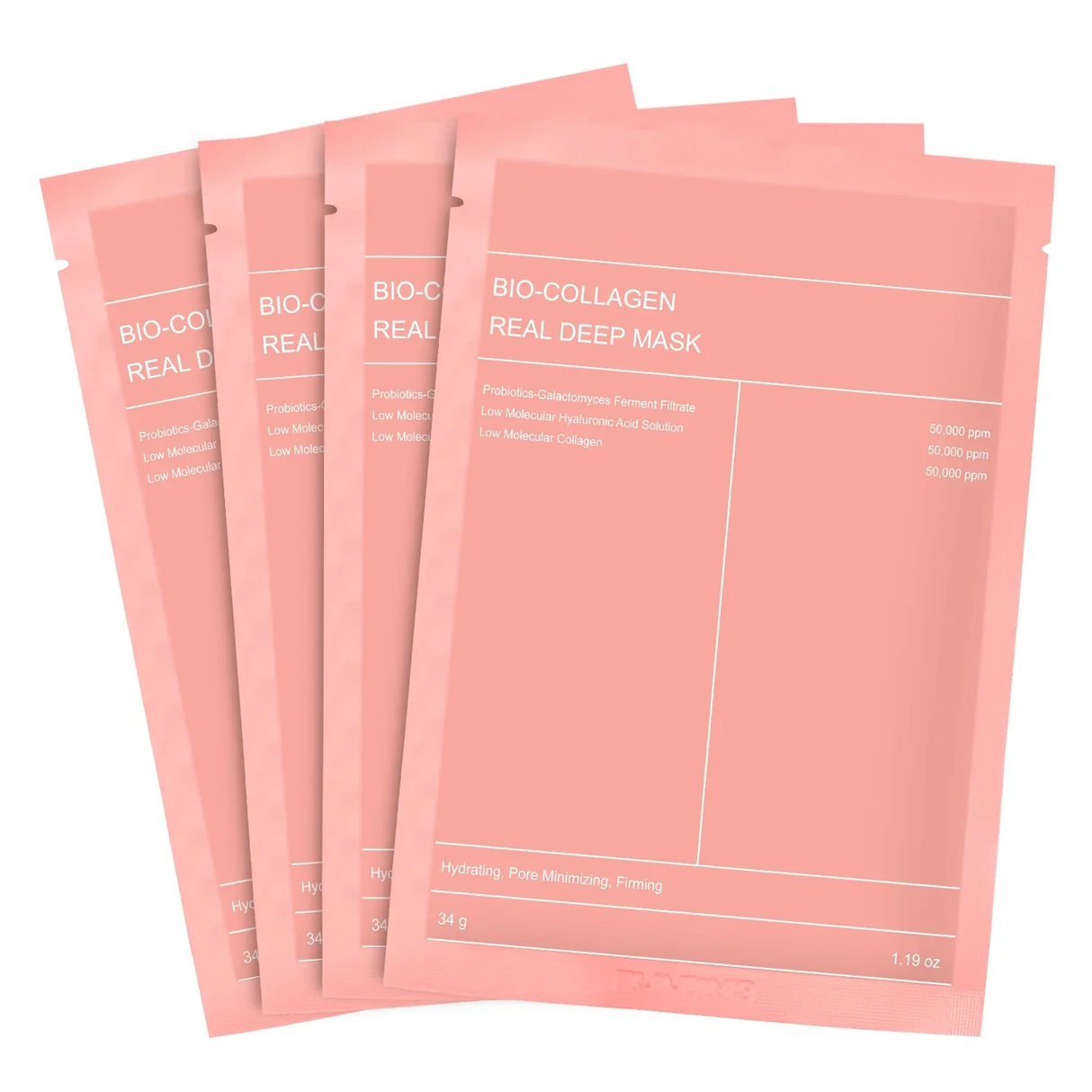 Korean Face Mask with Bio-Collagen, Hyaluronic Acid, Ceramides and Peptides – 1 box (4 pieces)