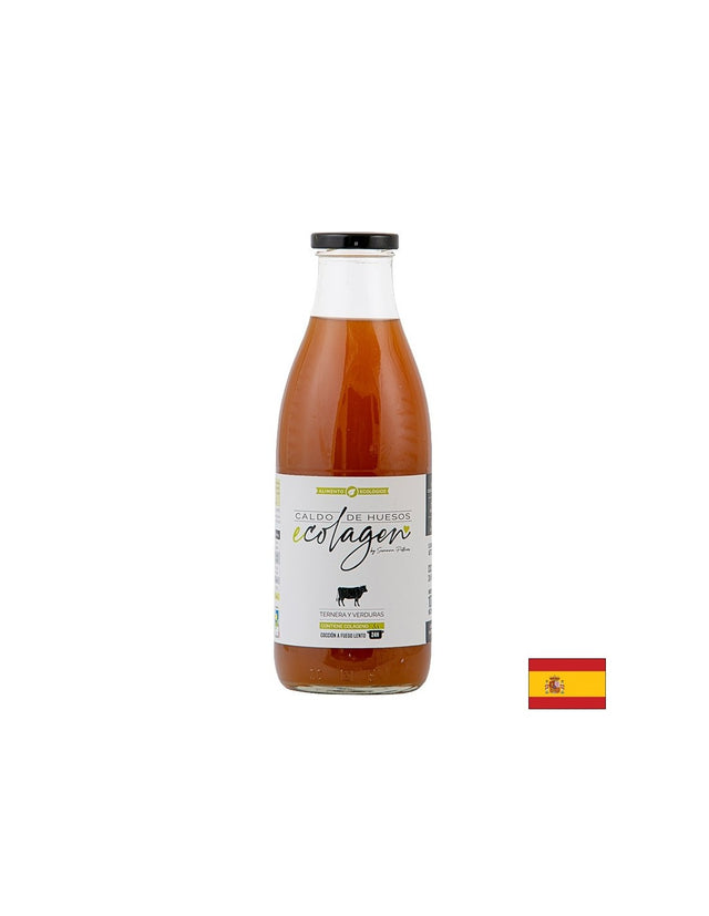 Телешки костен бульон, БИО - С подправки, зеленчуци, ябълков оцет и хималайска сол, 1 литър - Feel You