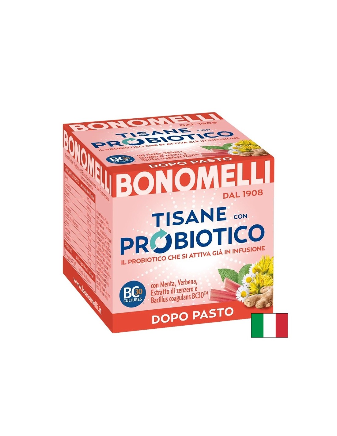 Билков чай (мента, лайка, джинджифил) с пробиотик – За добро храносмилане след хранене, 10 пакетчета - Feel You