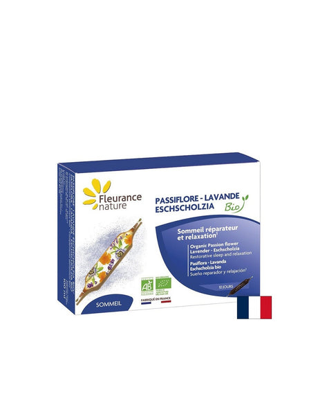 Релакс на нервната система - Пасифлора, Лавандула, Ешолция Био, 10 ампули за пиене Fleurance Nature - Feel You