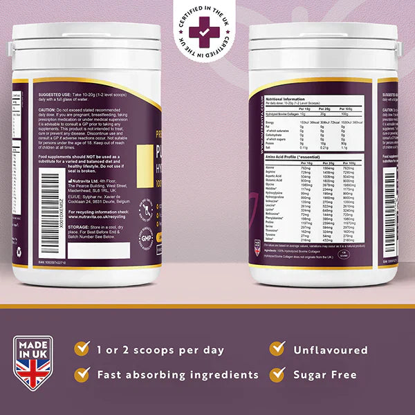 100% Чист Телешки Колаген на прах 20000 мг Peptan® 500 г, (25 / 50 дози) - Feel You