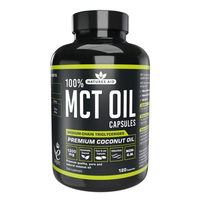 Средноверижни триглицериди от кокосово масло (100% MCT Oil) 1200мг 120 капсули, Natures Aid - Feel You