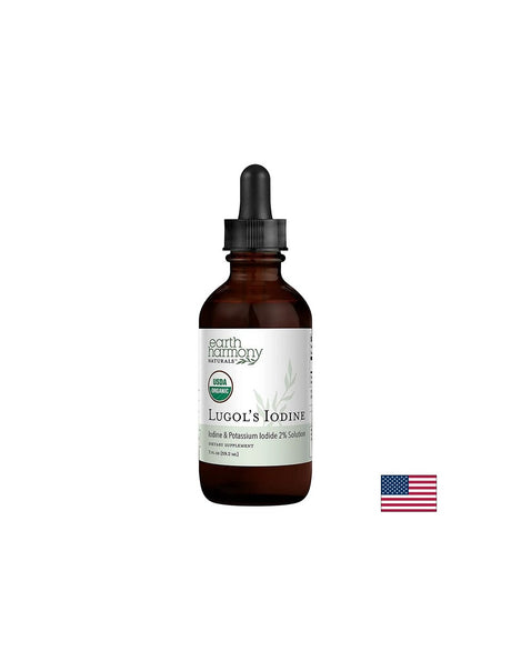 Щитовидна жлеза - Луголов разтвор (Йод + Калиев йодид), 1000 µg х 59.2 ml капки Earth Harmony Naturals - Feel You