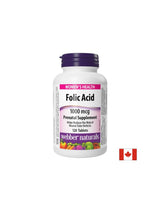 Фолиева киселина 1000 µg, Folic Acid, 120 таблетки, Webber Naturals - Feel You