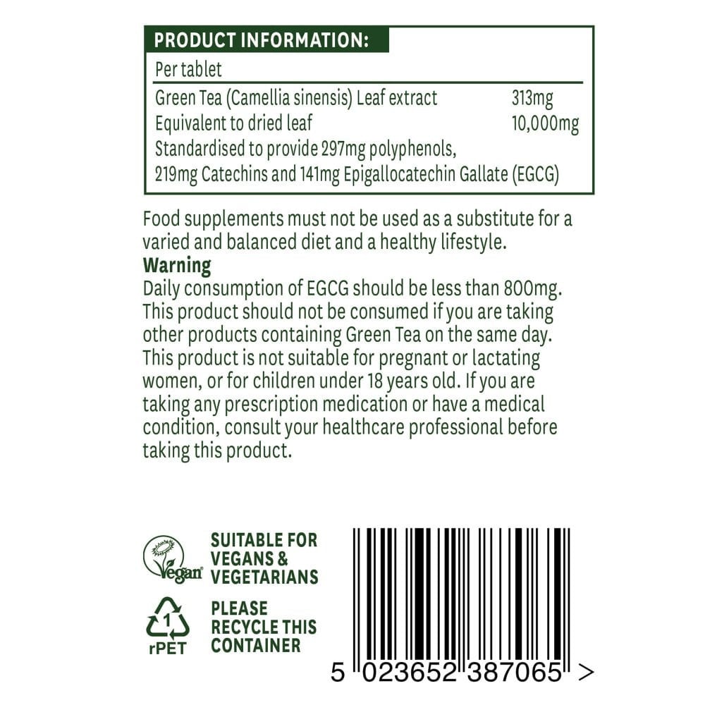 Зелен чай 10000mg 60 таблетки, Natures Aid - Feel You
