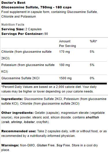 BEST Glucosamine Sulfate 750 mg - 180 капсули - Feel You