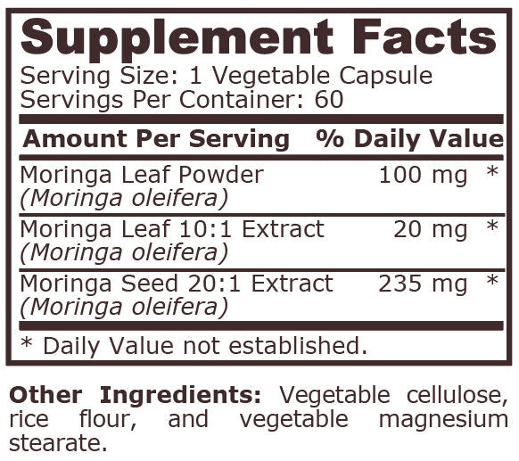 Pure Nutrition - MORINGA COMPLEX - 60 Vegetable Capsules - Feel You