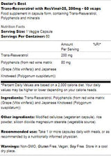 Trans-Resveratrol 200 mg | with ResVinol-25 - 60 капсули - Feel You