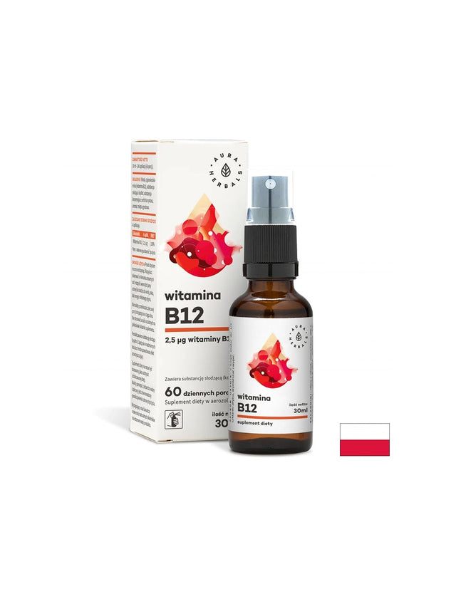 Нервна система - Витамин В12 (цианокобаламин), орален спрей 30 ml Aura Herbals - Feel You