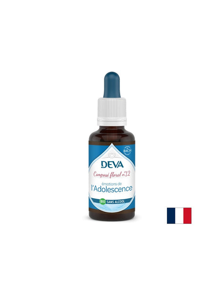 Балансиране на емоциите при младежи, флорални есенции, капки по метода на Бах № 12 (без алкохол), 30 ml - Feel You