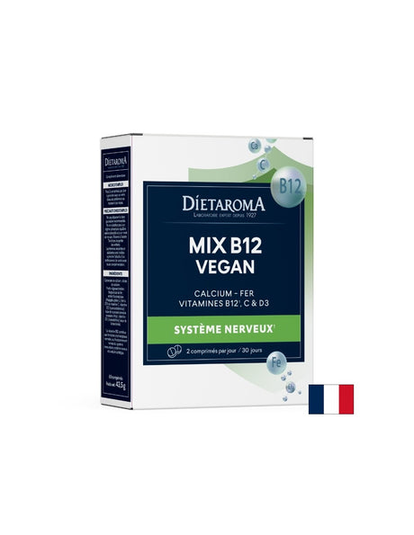 Костна система и кръвообращение - Витамин В12 + желязо, калций, витамин С и D3 (веган формула), 60 таблетки - Feel You