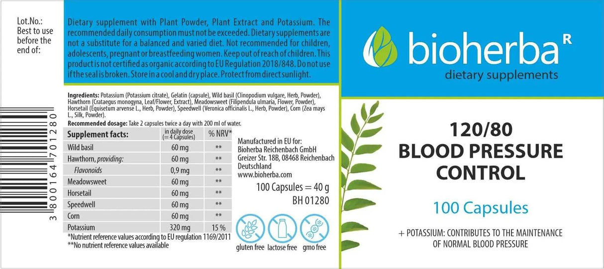 120/80 Blood Pressure Control 240 mg - 100 капсули - Feel You