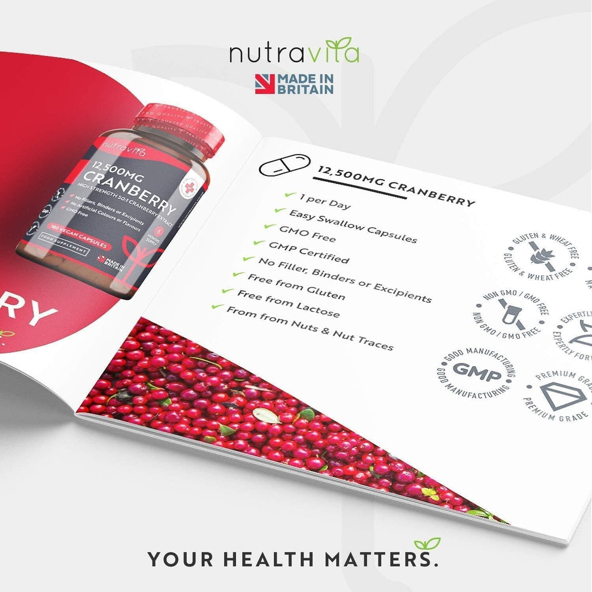Cranberry - Червена Боровинка 12500 mg 180 веган капсули - Nutra Best Bulgaria