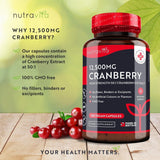 Cranberry - Червена Боровинка 12500 mg 180 веган капсули - Nutra Best Bulgaria