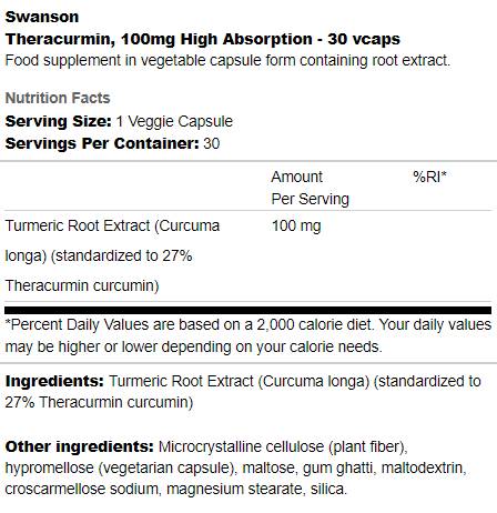 Theracurmin 100mg | High Absorption 30 капсули - Feel You