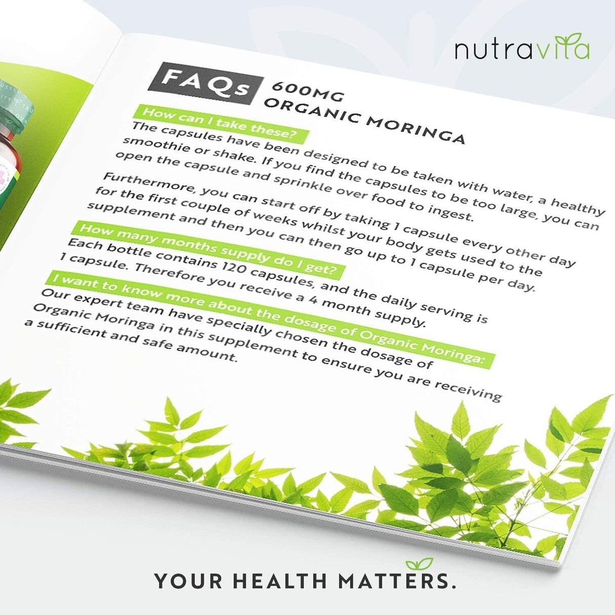 Organic Moringa - Био Моринга 600 mg 120 Веган Капсули - Nutra Best Bulgaria