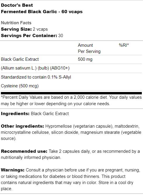 BEST Fermented Black Garlic - 60 капсули - Feel You