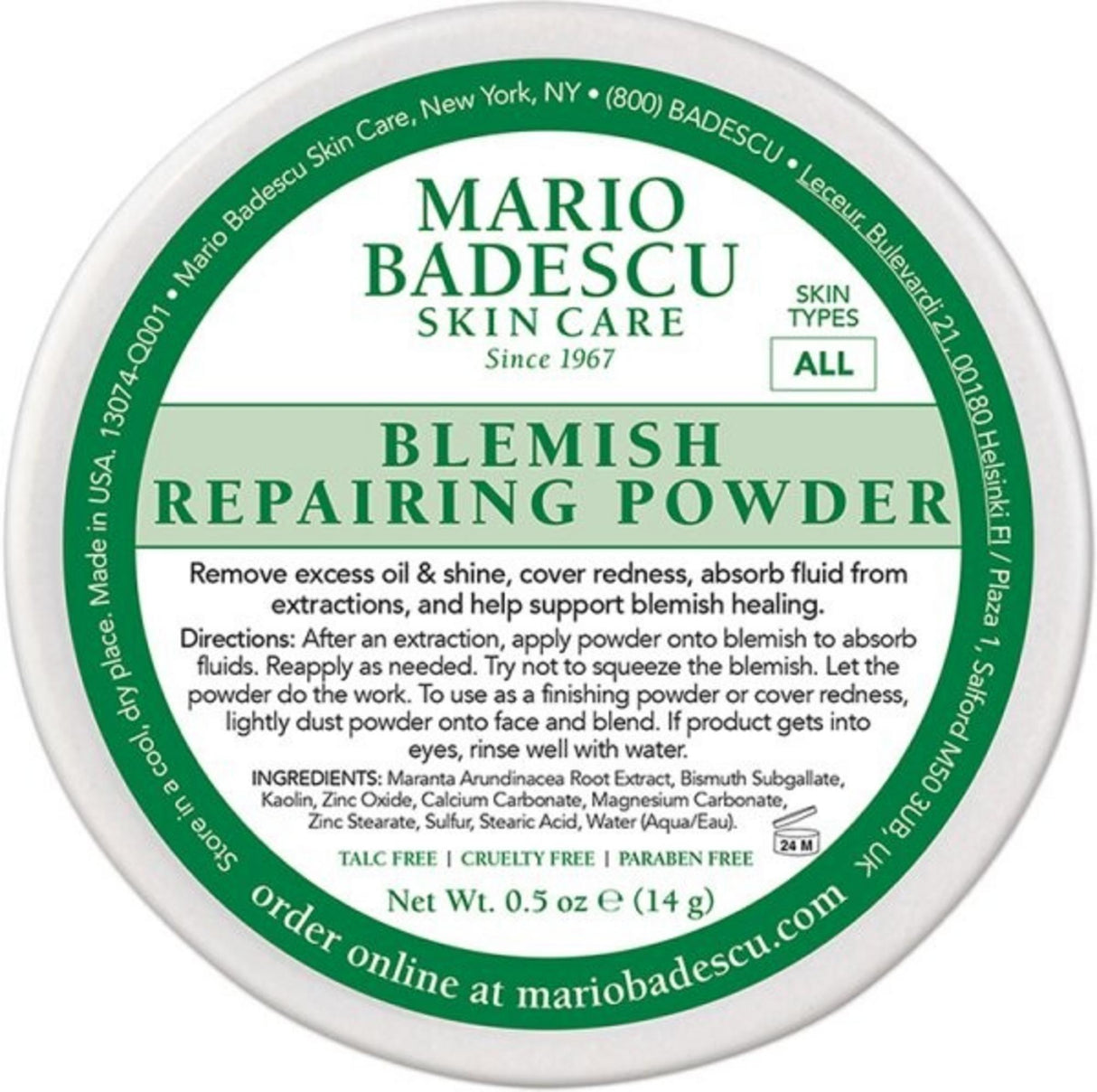 Mario Badescu, Blemish Repairing Powder, Cleansing & Removing Excess Oiliness, Exfoliating Powder, 14 g