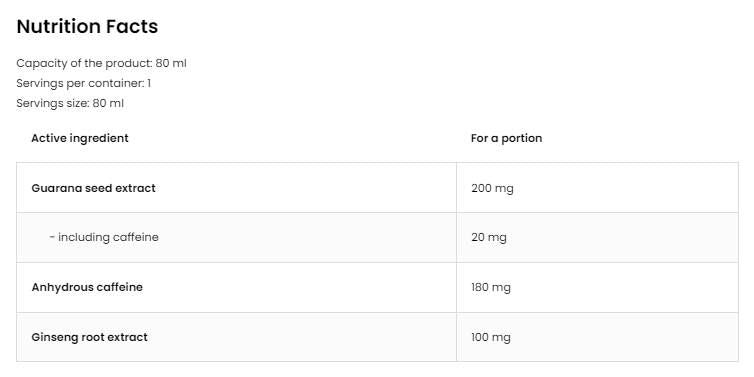 Guarana Shot / with Ginseng - 80 мл - Feel You