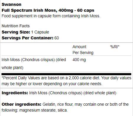 Full Spectrum Irish Moss 400 mg - 60 капсули - Feel You