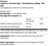Timed-Release Vitamin C 500 mg | With Rose Hips 250 Таблетки - Feel You