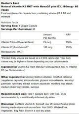 BEST Natural Vitamin K2 MK-7 180 mcg | Plus D-3 - 60 капсули - Feel You