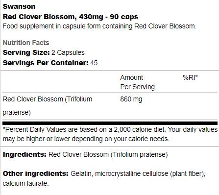 Red Clover Blossom 430 mg 90 капсули - Feel You