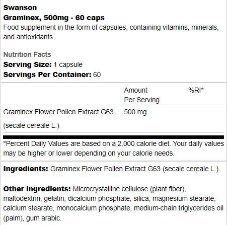 Graminex 500 mg | Flower Pollen Extract 60 капсули - Feel You
