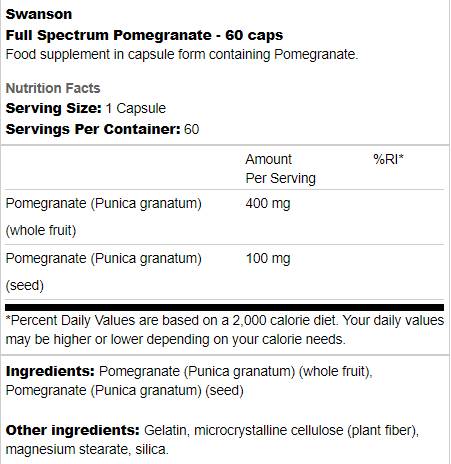Full Spectrum Pomegranate Whole Fruit and Seed 60 капсули - Feel You