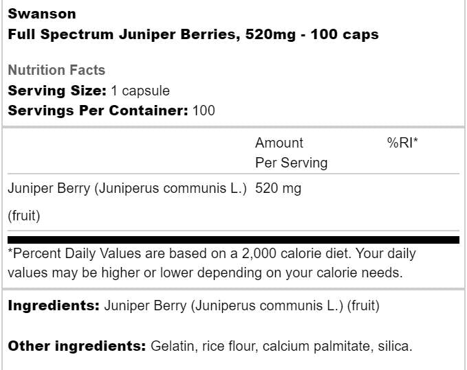 Full Spectrum Juniper Berries 520 mg 60 капсули - Feel You