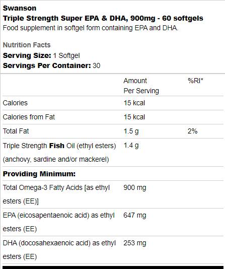 Triple Strength Super EPA and DHA 900 mg 60 Гел капсули - Feel You
