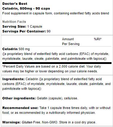 BEST Celadrin 500 mg - 90 капсули - Feel You