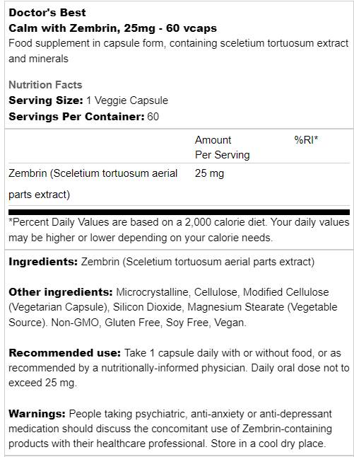 BEST Calm with Zembrin 25 mg - 60 капсули - Feel You